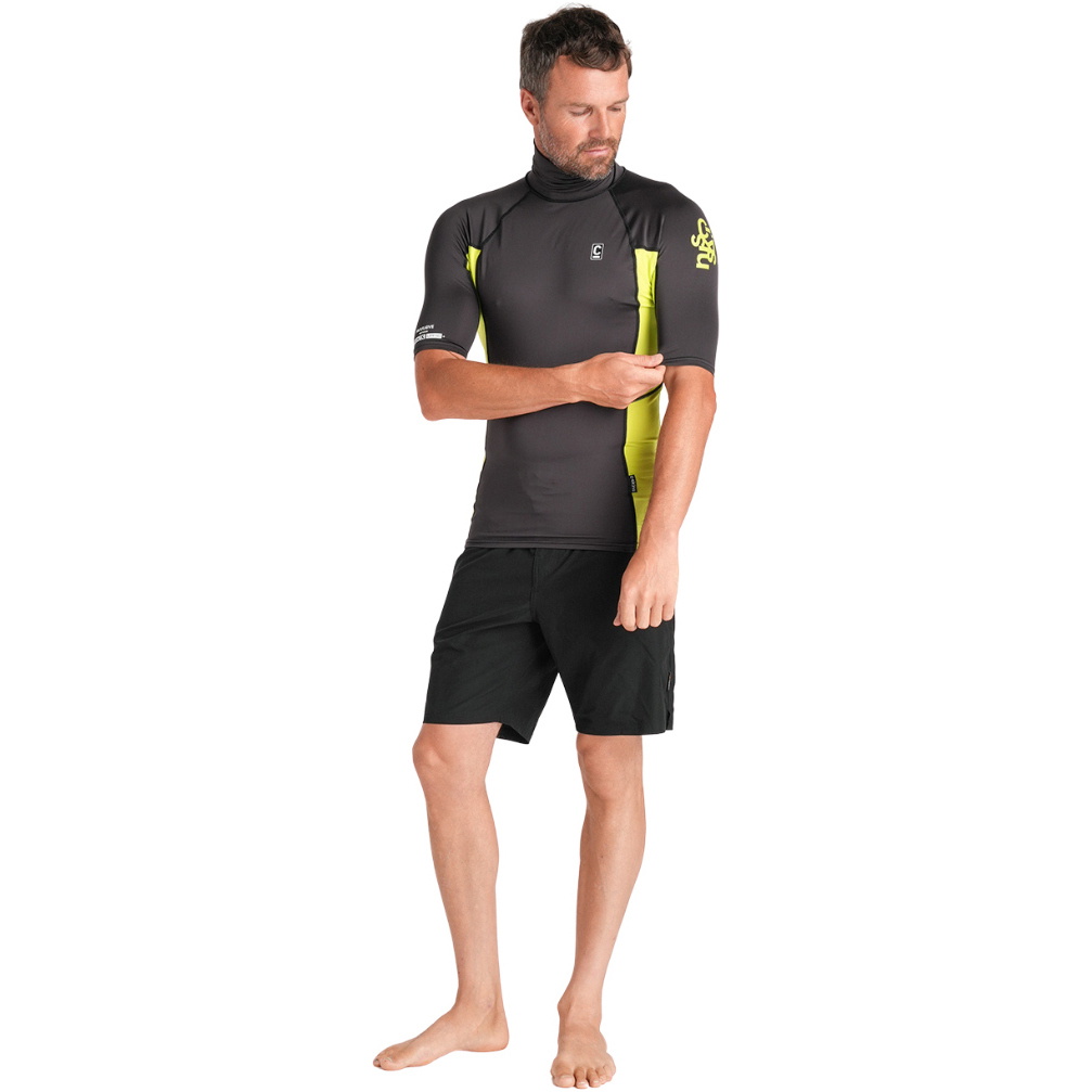 2026 C-Skins Mens Nuwave Rash X Short Sleeve Vest C-NLYSSMT - Anthracite / Lime